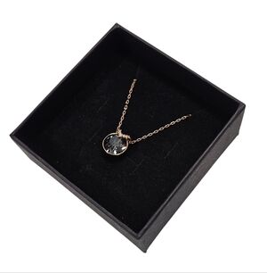 Swarovski Black Crystal Pendant Necklace in Rose Tone